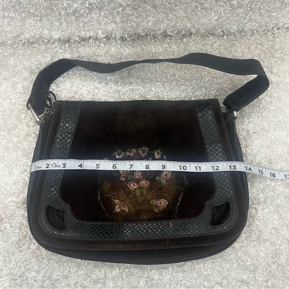 Cartier Dark Brown Suede and Python Marcello de Cartier Saddle Bag - Picture 7 of 12